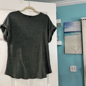 Charcoal Ribbed Short Sleeve Top